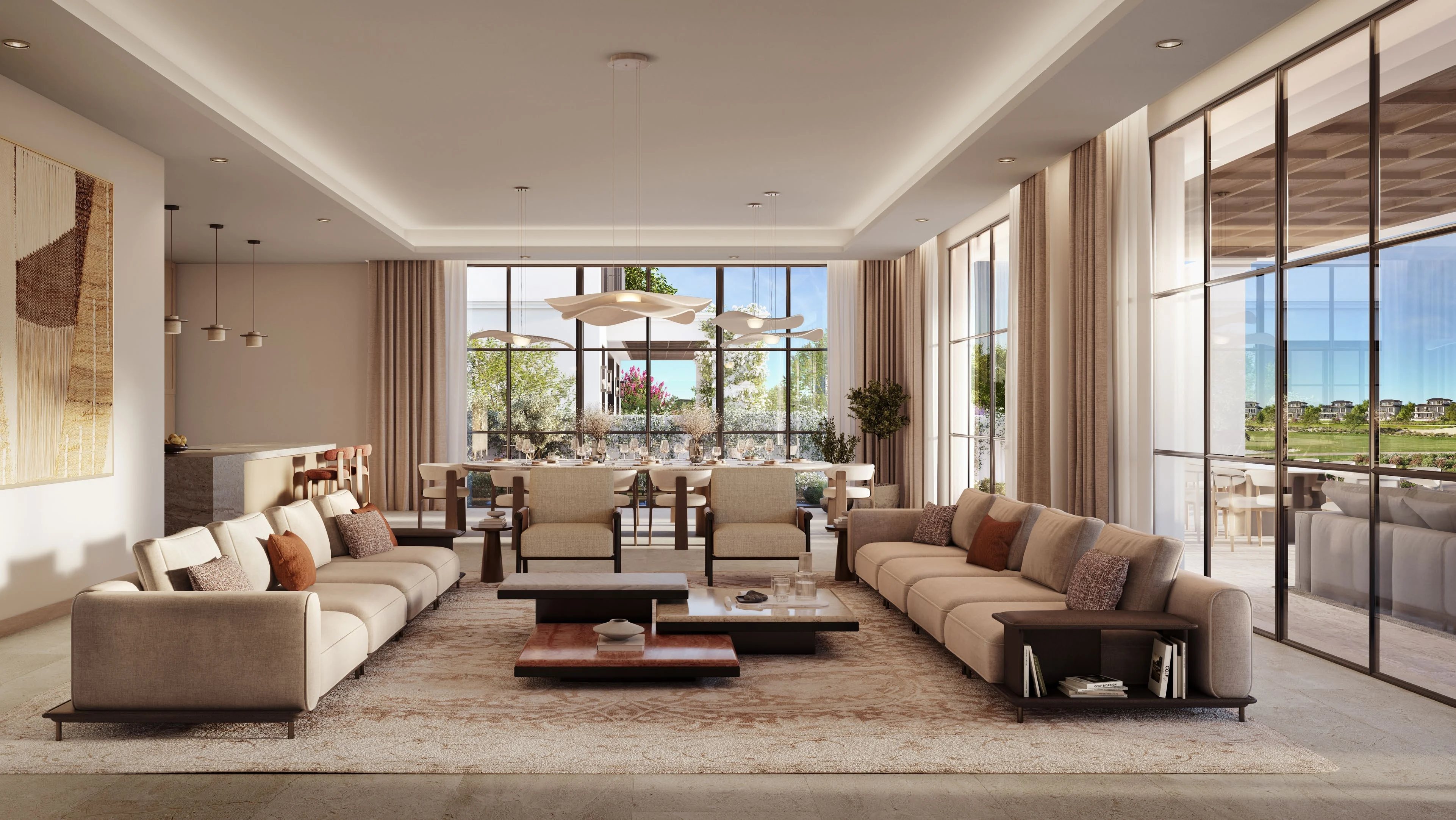 Golf-front living area at Hudayriyat Golf Estates